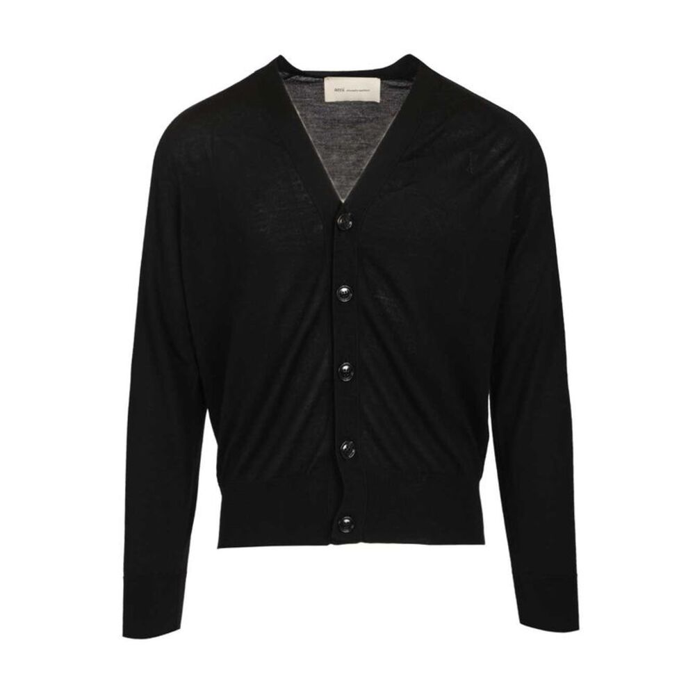 Ami Men Ami Paris V-Neck Wool Cardigan